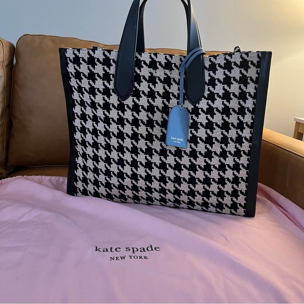 Kate Spade  Houndstooth Manhattan large tote